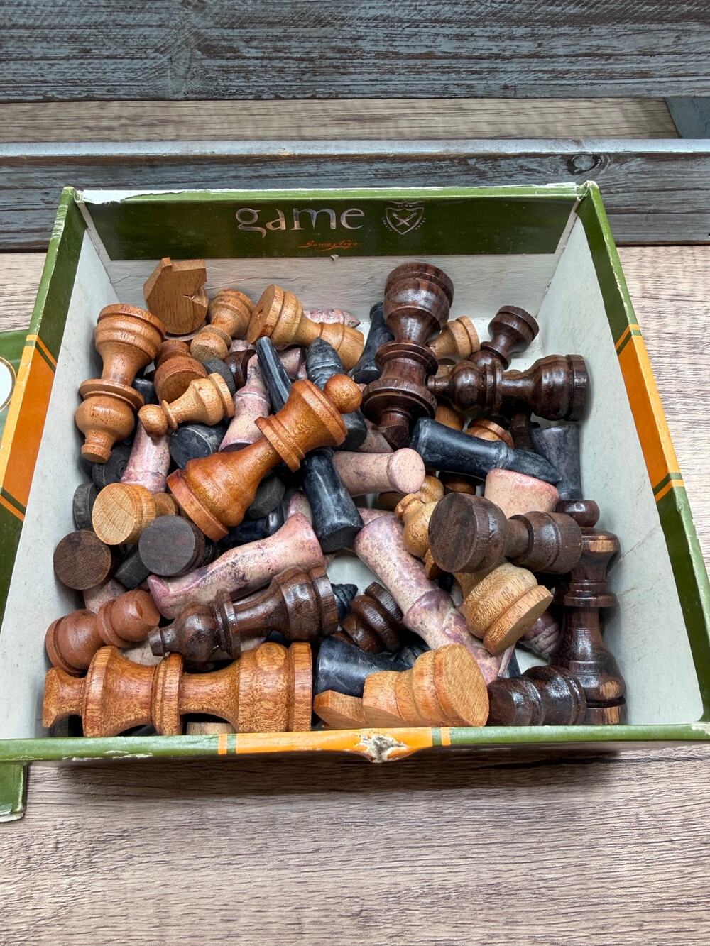 Mixed Vintage Chess Pieces - Hand Carved Wood/Soapstone Replacement Game Parts⁠